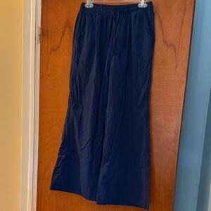 Navy Wide-Leg Lightweight Pants
